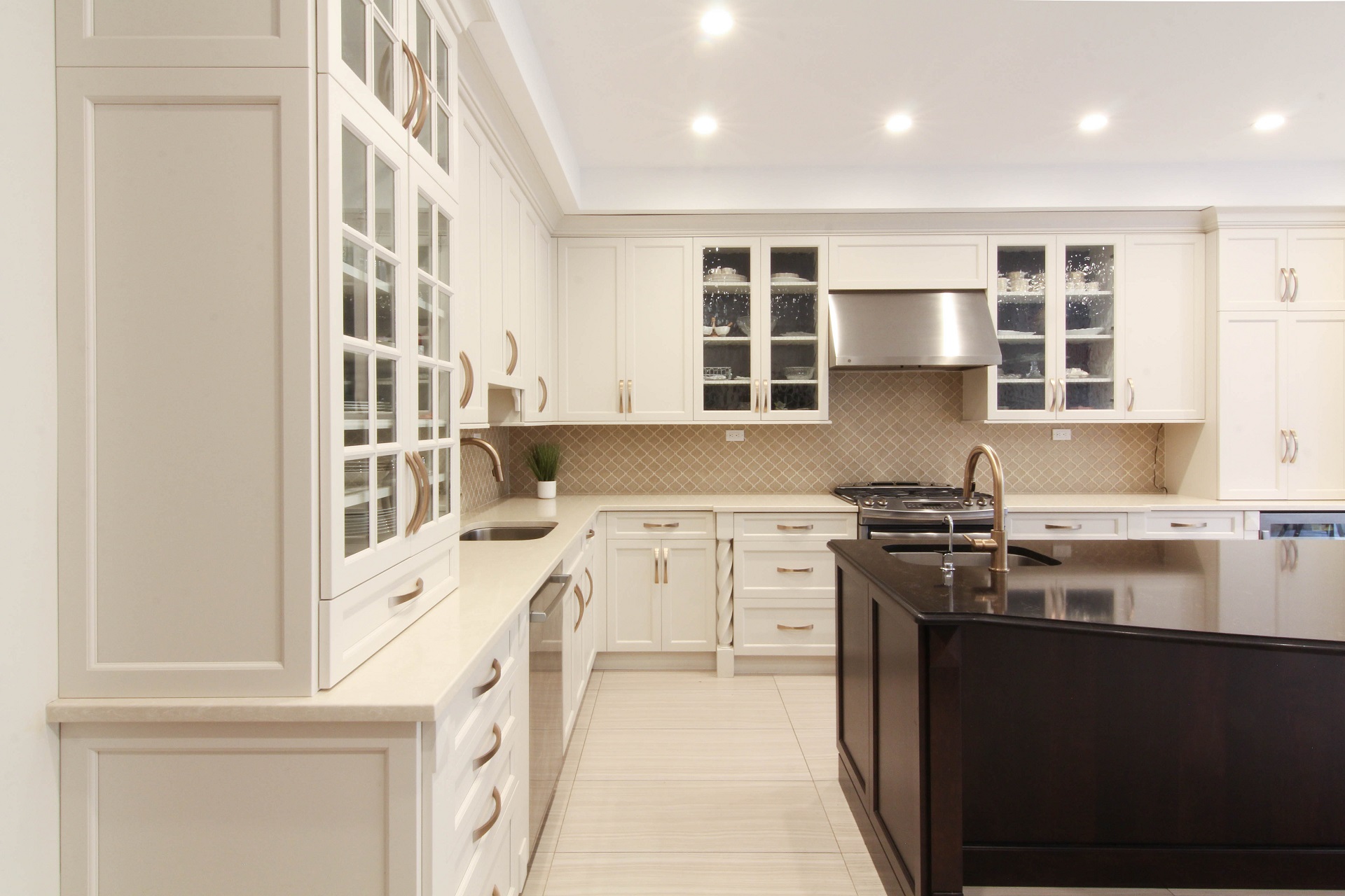 bernier high end white kitchen cabinet with gold hardware